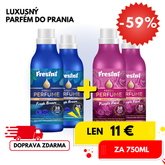 Fresini 4x 750ml sada parfémov na pranie – Purple Rain + Fresh Breeze (11€/fľaša)