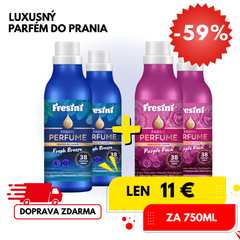 Fresini 4x 750ml sada parfémov na pranie – Purple Rain + Fresh Breeze (11€/fľaša)