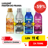 Fresini 4x 750ml sada parfémov na pranie - Fresh Breeze, Amber Bloom, Moon Wind, Purple Rain (11€/fľaša)