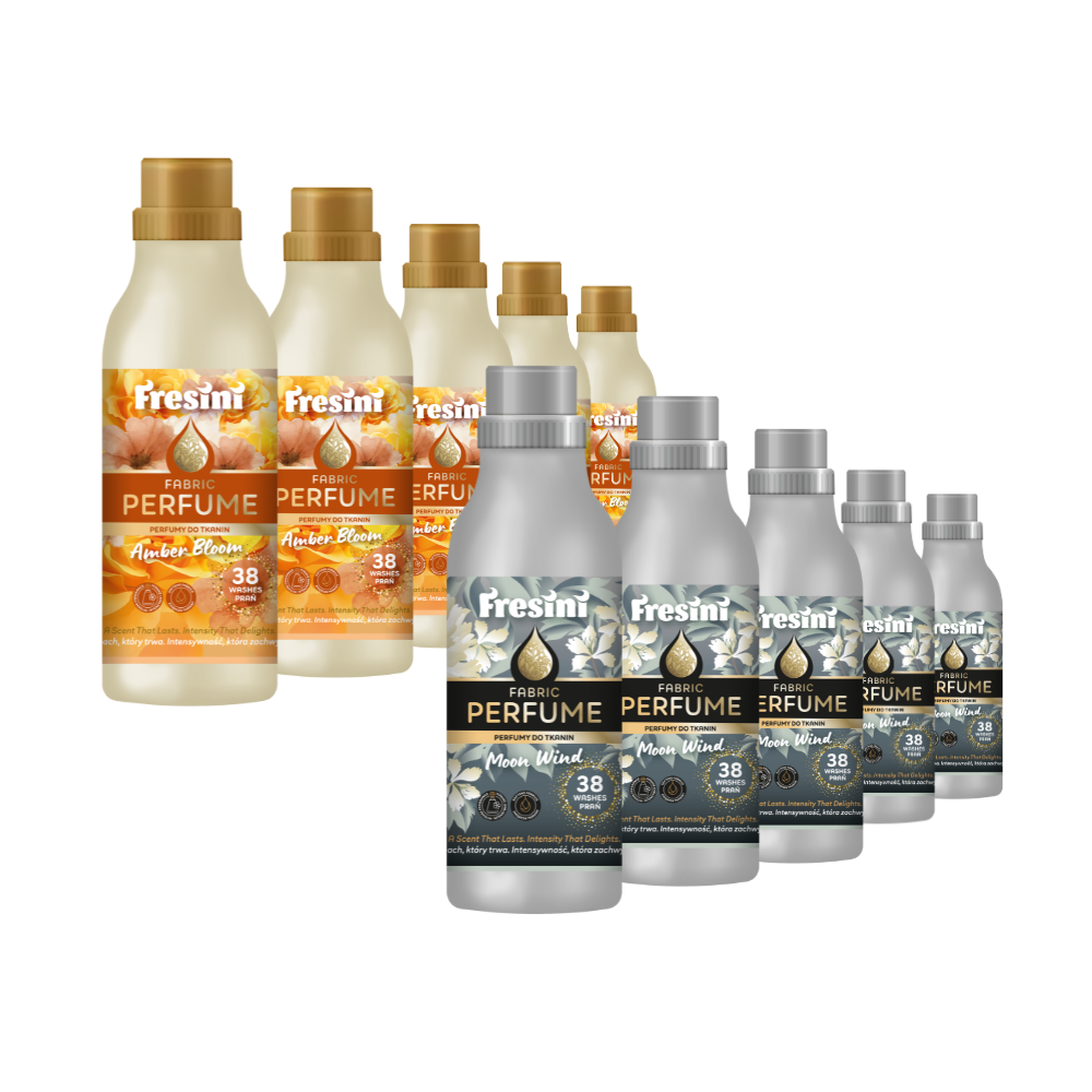 Fresini 10x Sada parfumov na pranie – Purple Rain + Fresh Breeze ( 7,4€/fľaša )